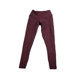 Booty By BraBants One Size Croco Leggings in Deep Maroon